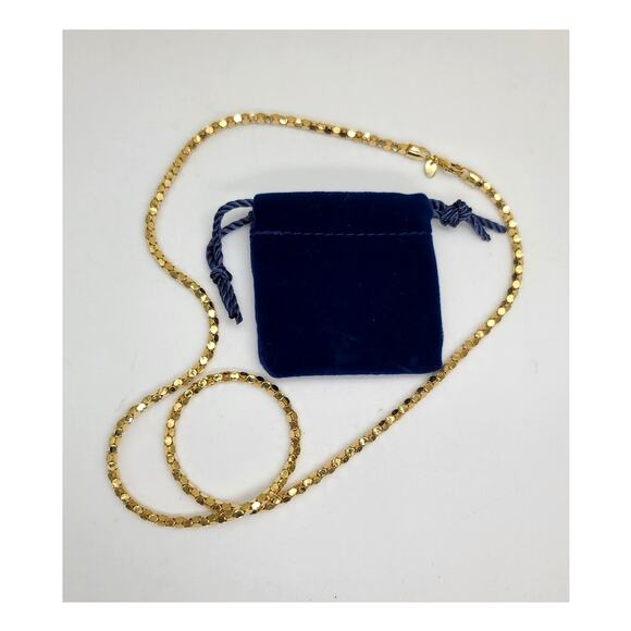 Bronzallure Gold Plated Popcorn Link Chain Signed "B" Italy & Jeweler's Bag 24" - Picture 1 of 6